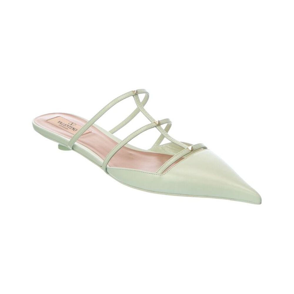 Valentino Rockstud 20 Leather Mule, Green